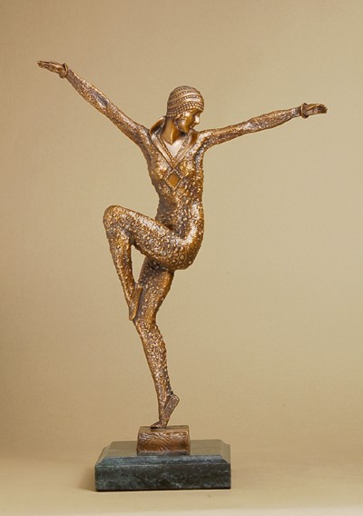 GORGEOUS ART DECO DANSEUSE BRONZE SIGNED SCULPTURE