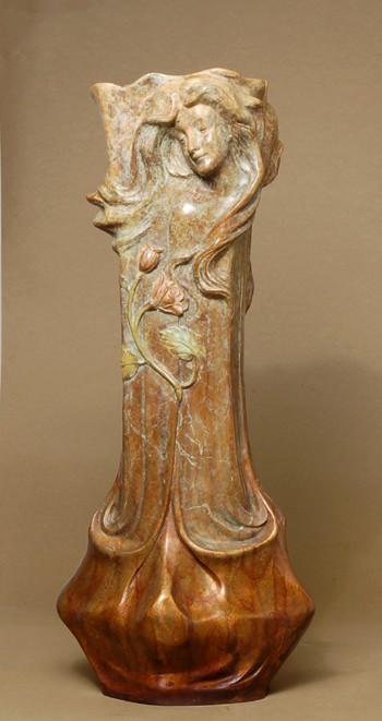 BEAUTIFUL LORAN ART NOUVEAU FLORAL BRONZE VASE