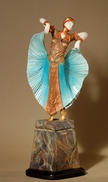 EXCITING EXQUISITE   ART DECO BUTTERFLY DANCER BRONZE SCULPTURE