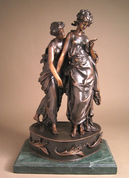 SPLENDID THE CONFIDENCE MOREAU BRONZE SCULPTURE