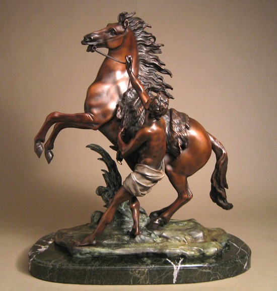 THE IMPRESSIVE DEFIANT  HORSE BRONZE SCULPTURE