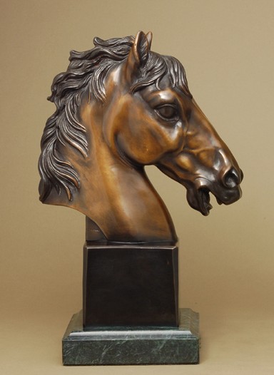 IMPRESSIVE MAGNIFICENT  STALLION SIGNED BRONZE SCULPTURE