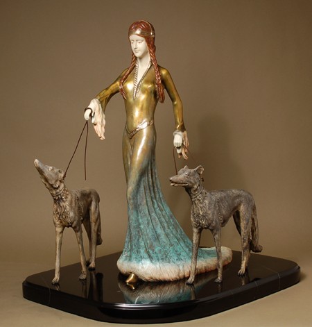 SPLENDID ART DECO  BRONZE SCULPTURE THE ARISTOCRATIC LADY