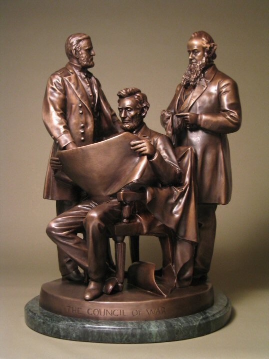 EXTRAORDINARY STUNNING WAR COUNCIL BRONZE  SCULPTURE