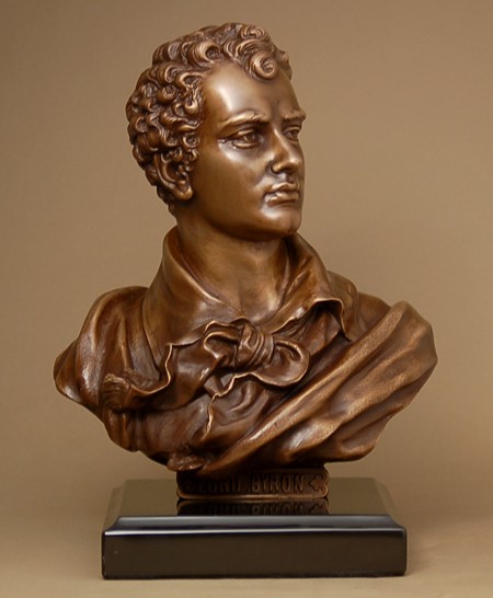 ELEGANT BRONZE BUST OF LORD BYRON  SCULPTURE