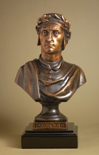 ELEGANT BRONZE BUST OF DANTE ALIGHIERI