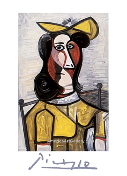 PABLO PICASSO CUBIST WOMAN WEARING HAT SIGNED LITHO