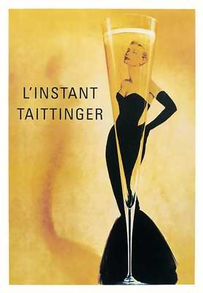 LARGE TAITTINGER GRACE KELLY CHAMPAGNE PRINT POSTER