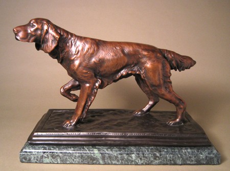 CLASSIC TRUE IRISH SETTER DOG  BRONZE  SCULPTURE