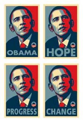 RARE BARACK OBAMA CAMPAIGN COLLECTIBLE 4 SET POSTER