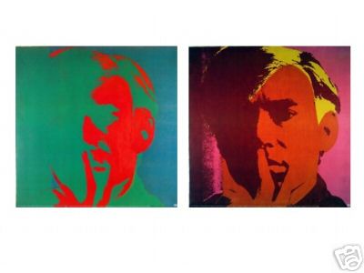 FABULOUS RARE 2 PRINT COLLECTION ANDY WARHOL SELF PORTRAITS!