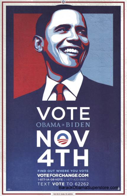 RARE BARACK OBAMA  VOTE NOVEMBER CAMPAIGN POSTER