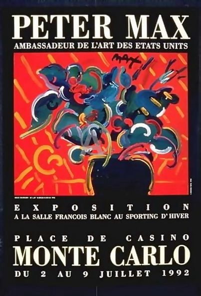 PETER MAX * RARE FLOWERS MONTE CARLO EXIBITION PRINT