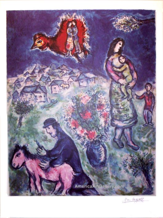 MARC CHAGALL SUR LA ROUTE DU VILLAGE SIGNED S/N w/COA