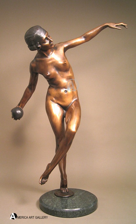 ULTIMATE SEXY FRENCH ART DECO NUDE ATHLETE SIGNED w/COA