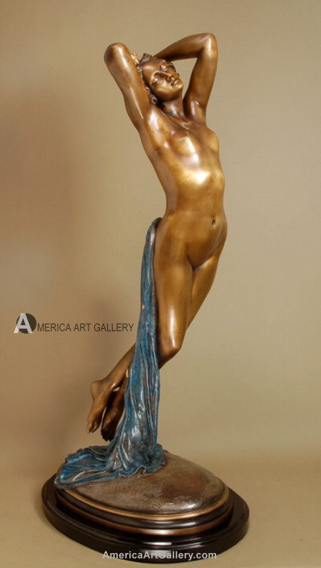 EXQUISITE SEXY FRENCH NUDE LADY BRONZE SIGNED SCULPTURE